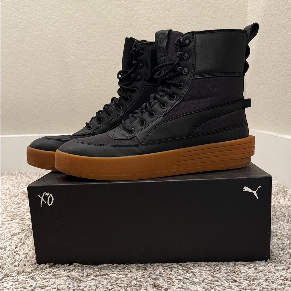 Puma Black High-Top Boots with Gum Sole
